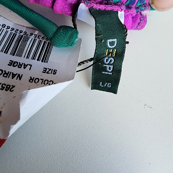 NWT DESPI Nairobi Purple Green Leopar print braid halter strap Tassel swim Top L - Picture 12 of 16